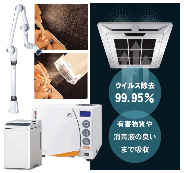 オートクレーブ、口腔外バキューム、医療用空気清浄機